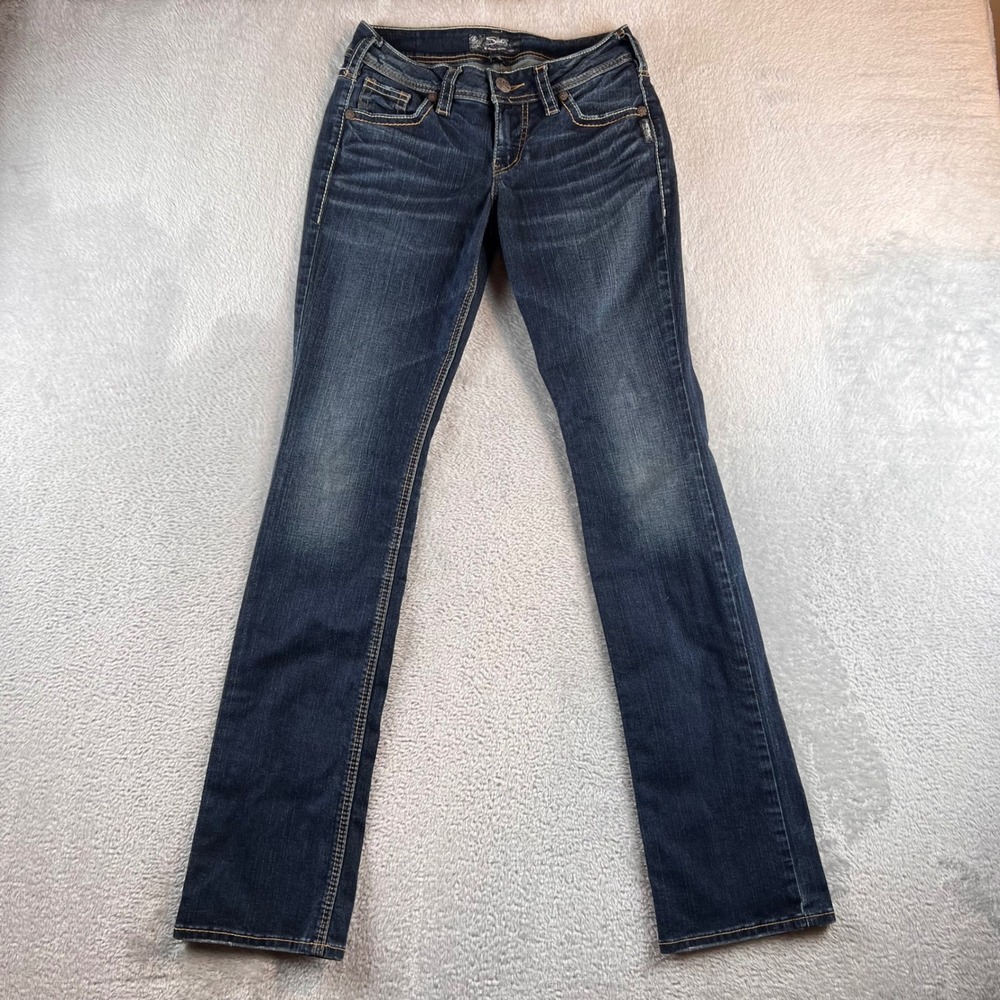 Silver Jeans Co Suki Mid Baby Boot Dark Wash Jeans 26x33 fits 27x32 READ